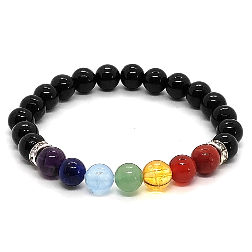 Black Tourmaline With Seven Chakra Natural With Certified Bracelet